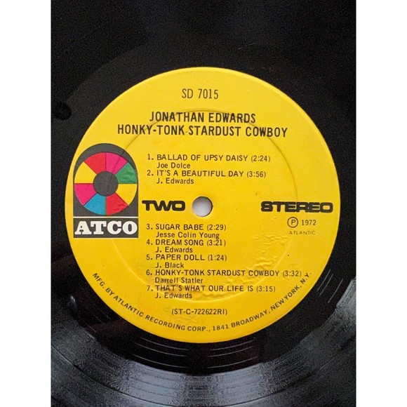 Jonathan Edwards Self Titled / Honky Tonk Stardust Cowboy LP VG+/VG - Picture 12 of 13